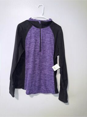 Pact Purple and Black Quarter-Zip Fleece Jacket